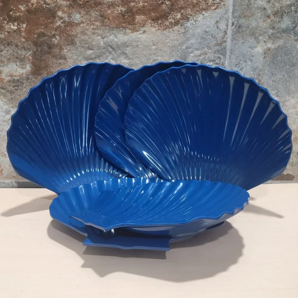 Pier 1 Scalloped Shell Shaped Blue Salad Plates Set of 5